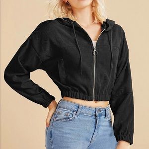 Black corduroy cropped jacket size M
